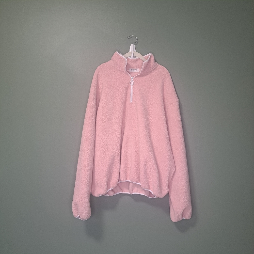 Parke Oversized Fleece Quarter Zip Pink XXL - Picture 3 of 7